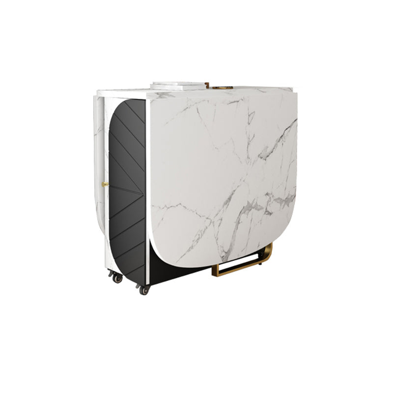 59'' Foldable Rectangle Dining Table Medieval Modern Table with Storage Trestle Base