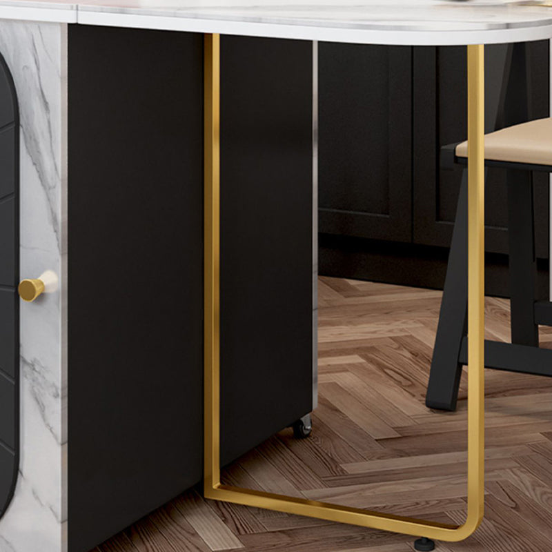 59'' Foldable Rectangle Dining Table Medieval Modern Table with Storage Trestle Base