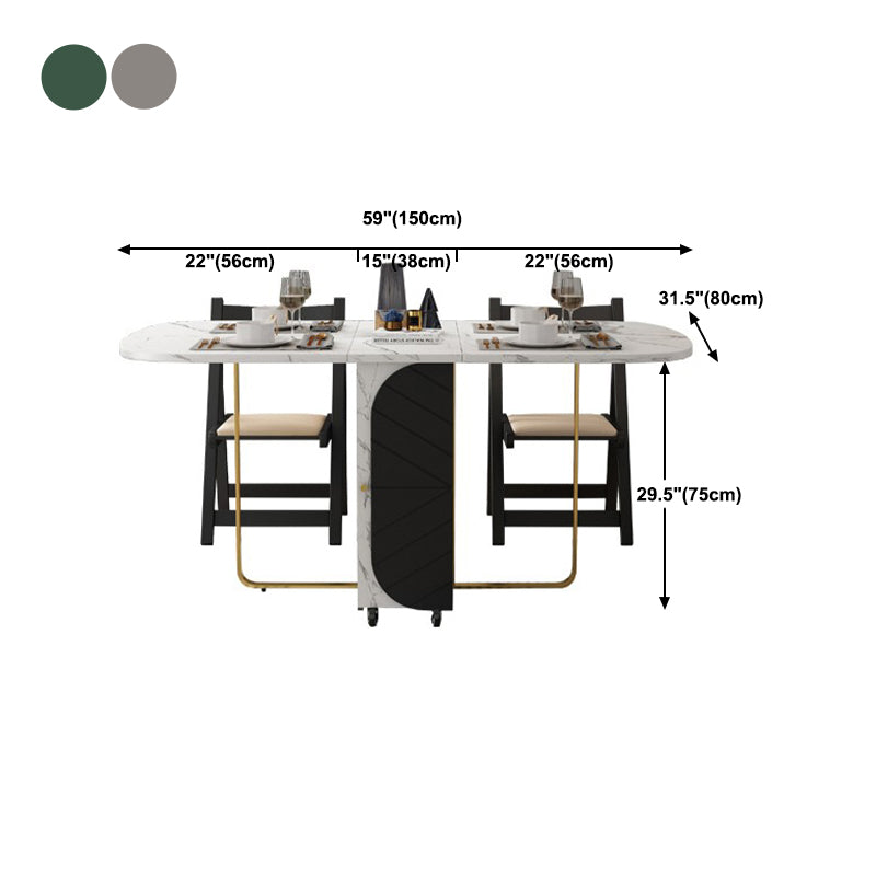 59'' Foldable Rectangle Dining Table Medieval Modern Table with Storage Trestle Base