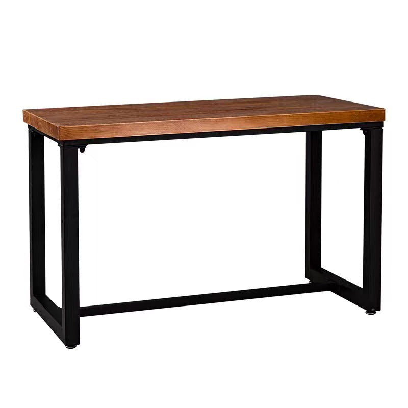 Solid Wood Dining Table Industrial Brown Top Dining Table with Black Frame