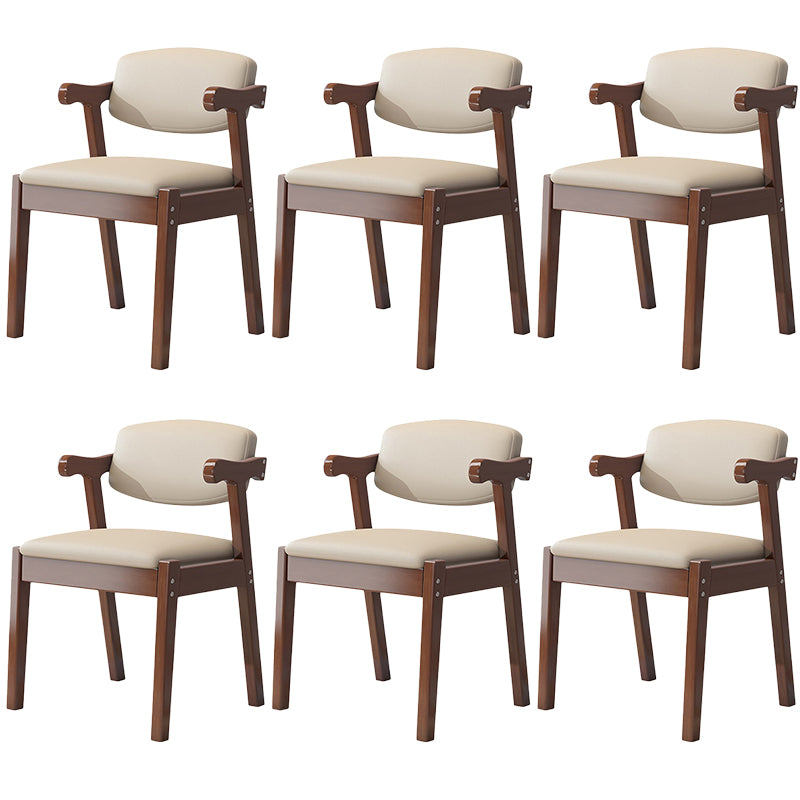 Contemporary Leather Dining Chair Open Back Dining Side Furniture in Matte Finish