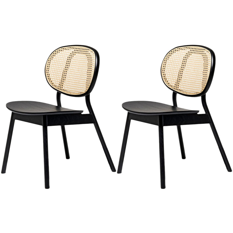 Contemporary Rattan Dining Chair Open Back Dining Side Furniture in Matte Finish