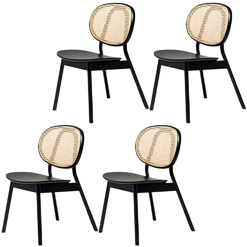 Contemporary Rattan Dining Chair Open Back Dining Side Furniture in Matte Finish