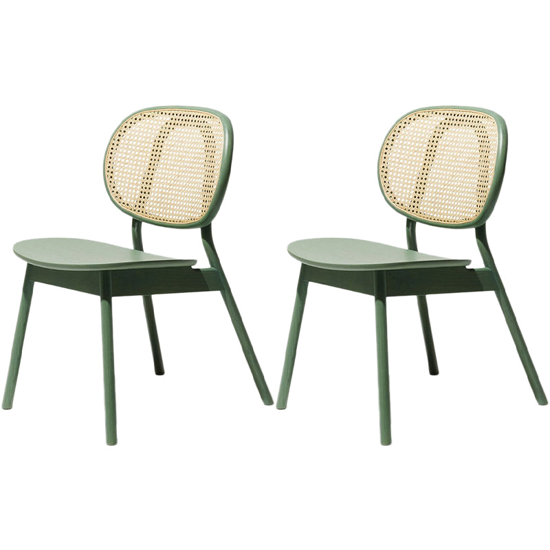 Contemporary Rattan Dining Chair Open Back Dining Side Furniture in Matte Finish