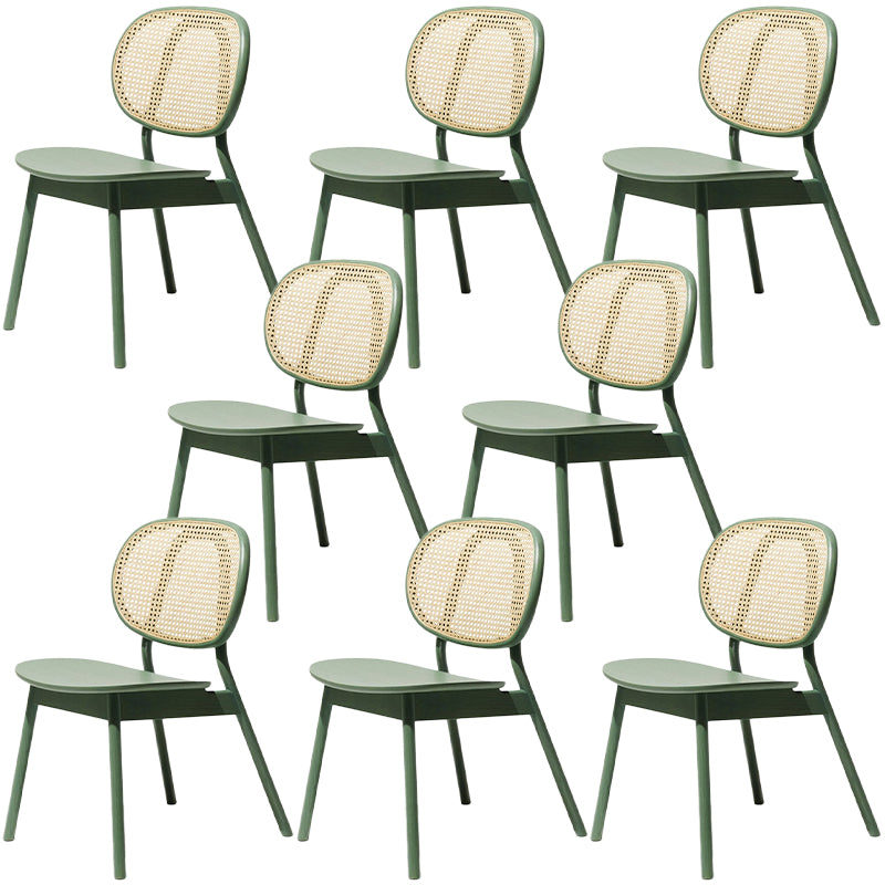 Contemporary Rattan Dining Chair Open Back Dining Side Furniture in Matte Finish