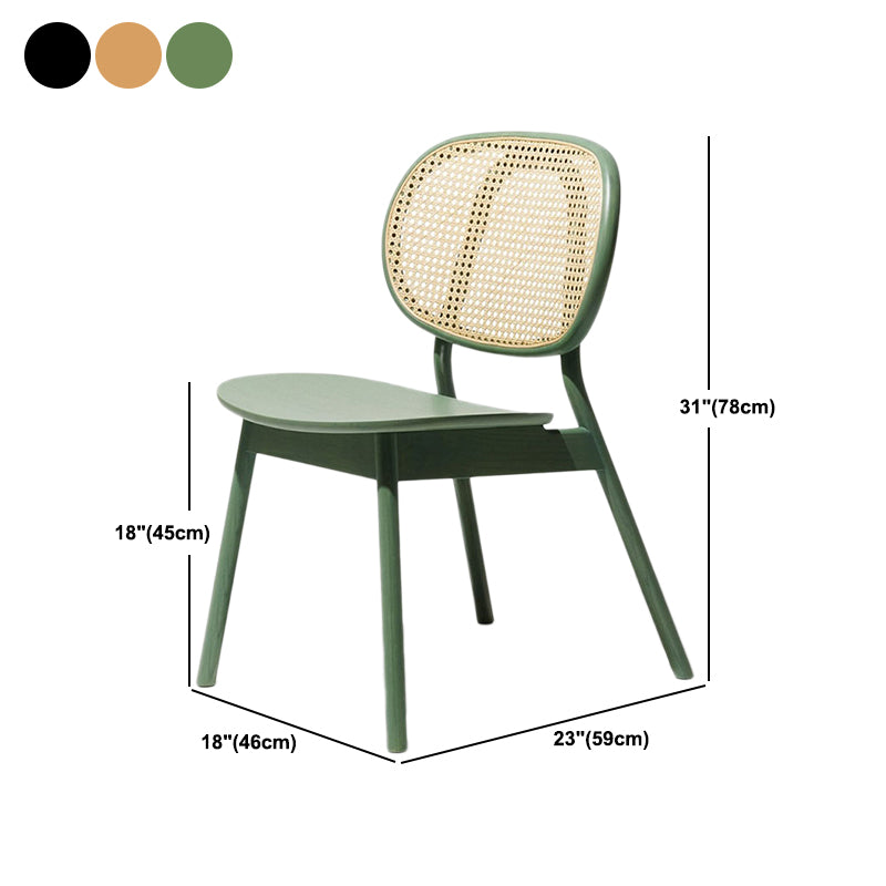 Contemporary Rattan Dining Chair Open Back Dining Side Furniture in Matte Finish