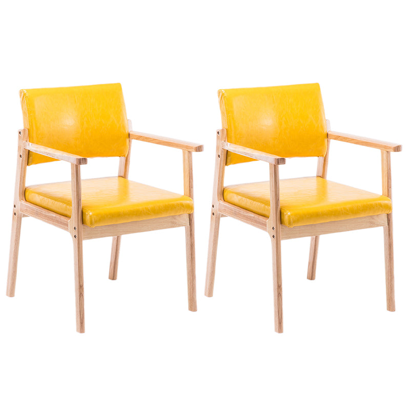 Contemporary Wood Arm Chair Open Back Dining Side Furniture in Matte Finish