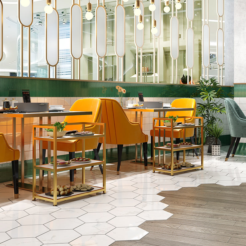 25.59"H Stationary Modern Prep Table Metal Rectangular Prep Table for Dining Room