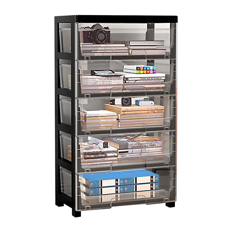 Modern Style Bookshelf in White and Black Color Plastic Bookcase for Office