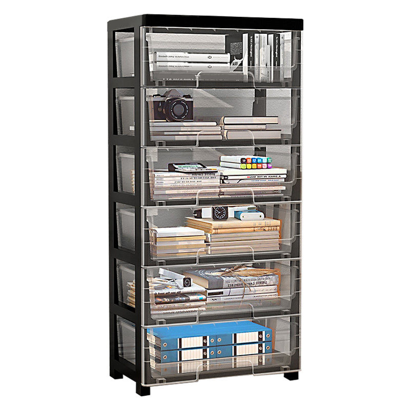 Modern Style Bookshelf in White and Black Color Plastic Bookcase for Office