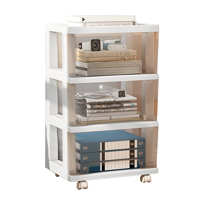 Modern Style Bookshelf in White and Black Color Plastic Bookcase for Office