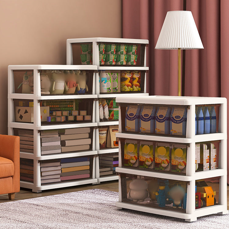 Modern Style Bookshelf in White and Black Color Plastic Bookcase for Office