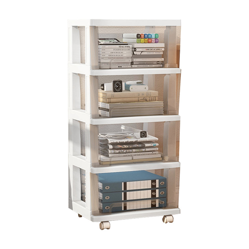 Modern Style Bookshelf in White and Black Color Plastic Bookcase for Office