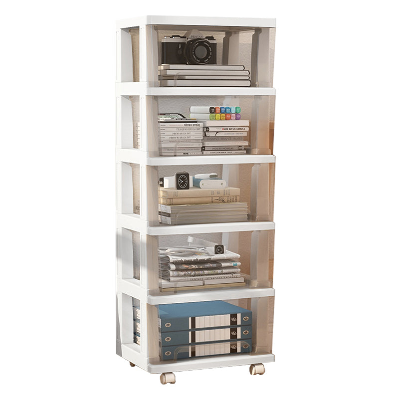 Modern Style Bookshelf in White and Black Color Plastic Bookcase for Office