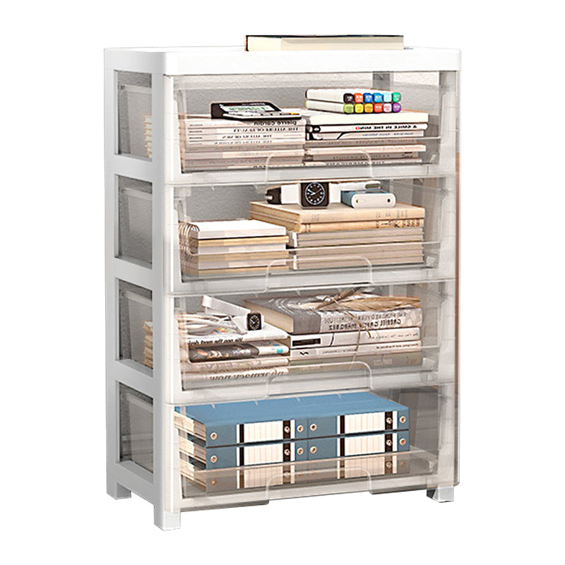 Modern Style Bookshelf in White and Black Color Plastic Bookcase for Office