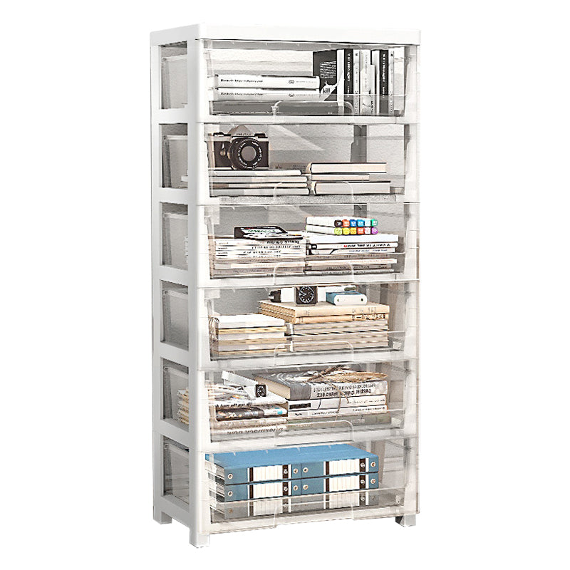 Modern Style Bookshelf in White and Black Color Plastic Bookcase for Office