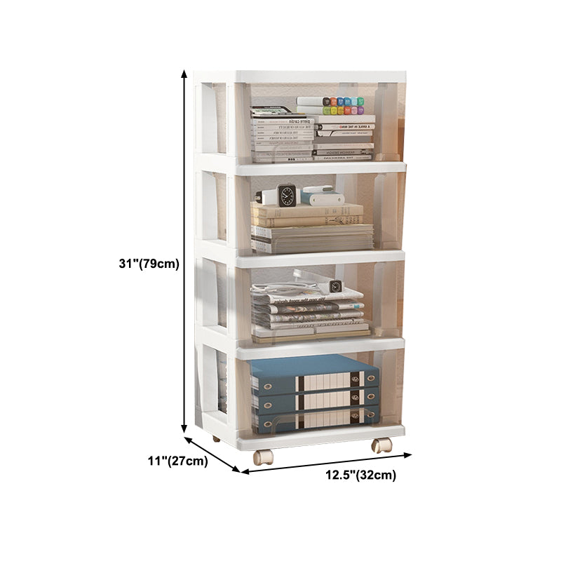 Modern Style Bookshelf in White and Black Color Plastic Bookcase for Office