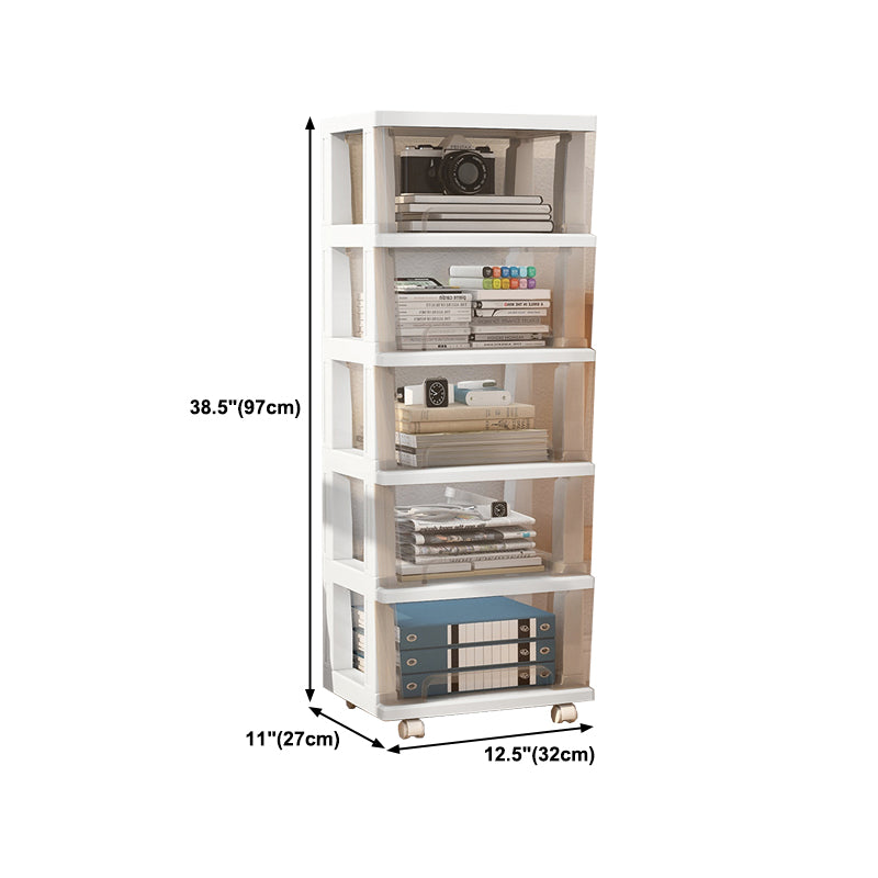 Modern Style Bookshelf in White and Black Color Plastic Bookcase for Office