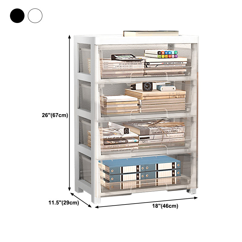 Modern Style Bookshelf in White and Black Color Plastic Bookcase for Office