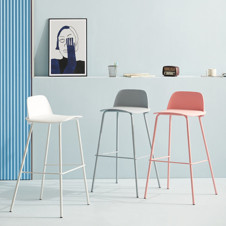 Nordic Style Plastic Barstool Colorful Iron Legs Bar Stool for Living Room