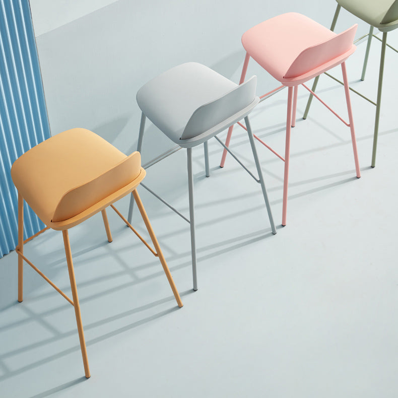 Nordic Style Plastic Barstool Colorful Iron Legs Bar Stool for Living Room
