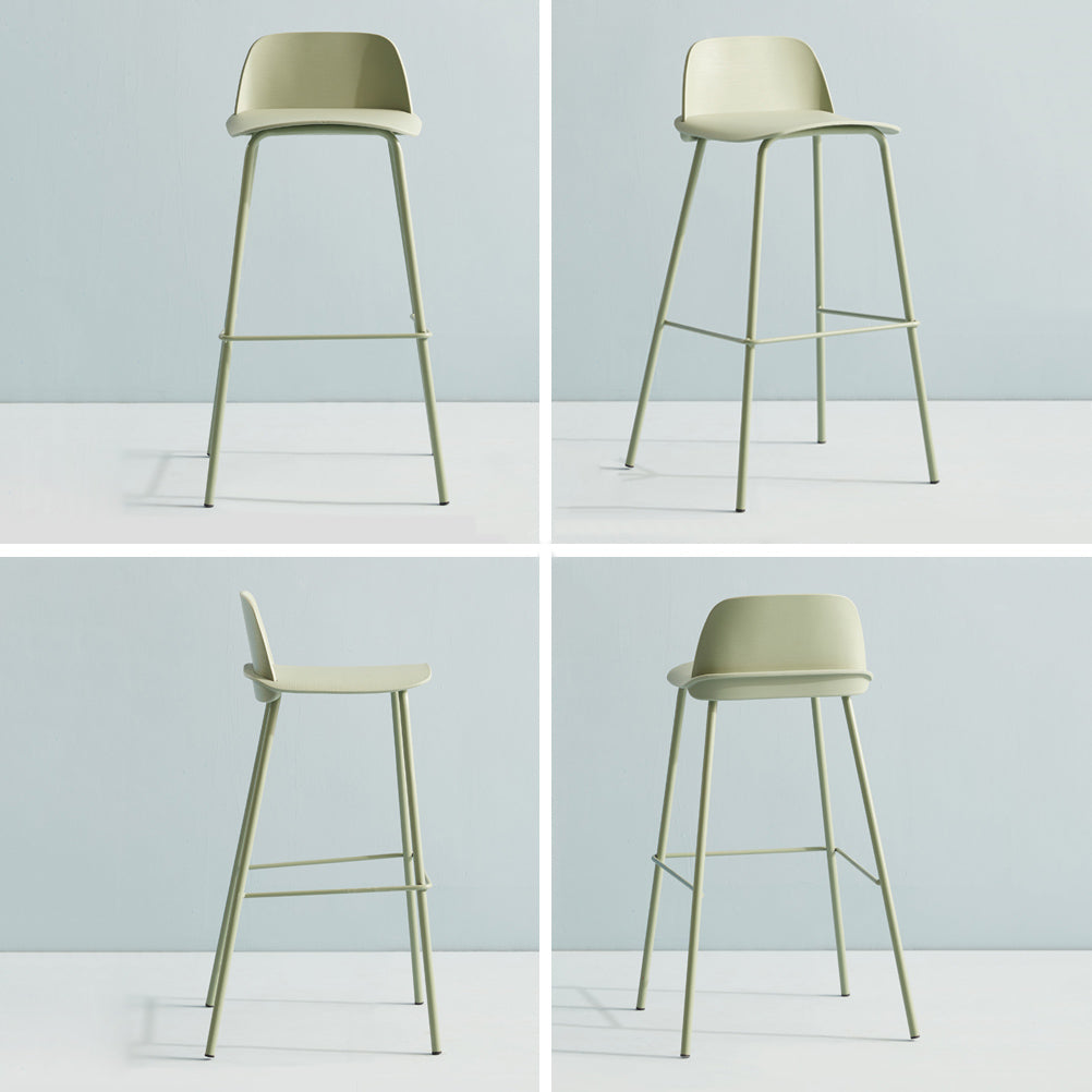Nordic Style Plastic Barstool Colorful Iron Legs Bar Stool for Living Room