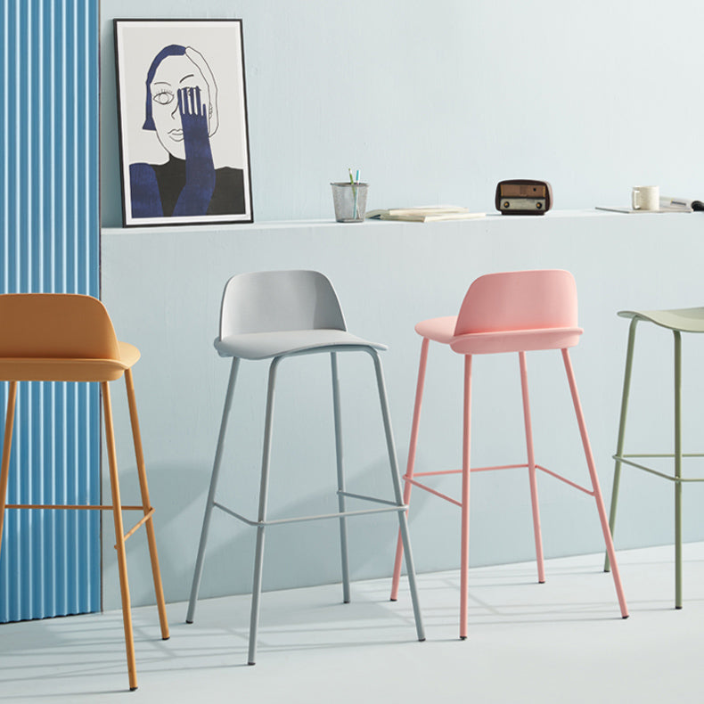 Nordic Style Plastic Barstool Colorful Iron Legs Bar Stool for Living Room