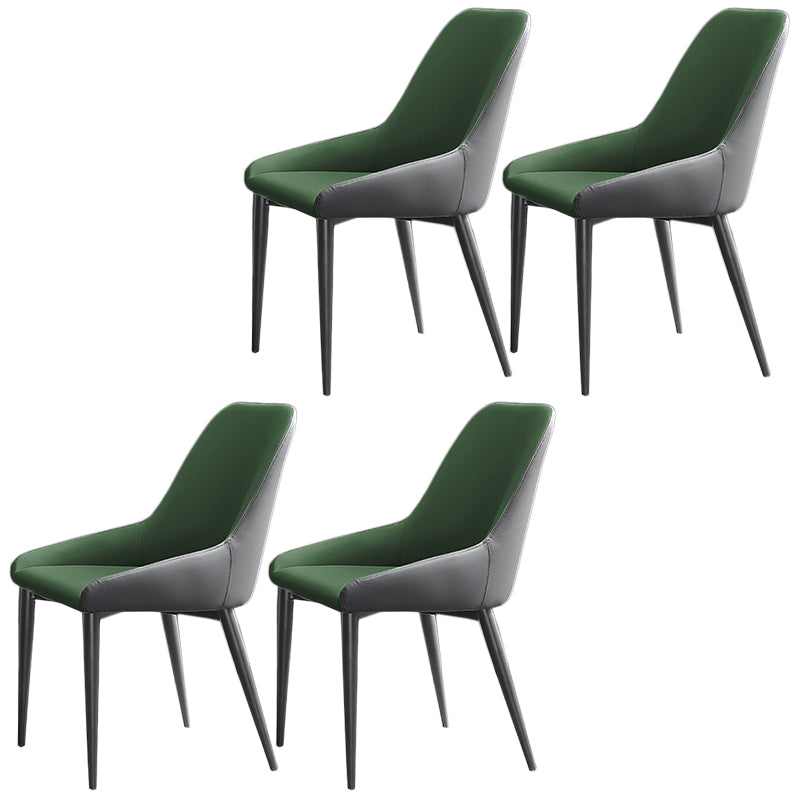 Modern Leather Dining Chair Parsons Chair with Matal Legs in Matte Finish for Home