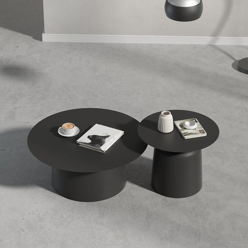 Pedestal Black/White Coffee Table Metal Round Cocktail Table