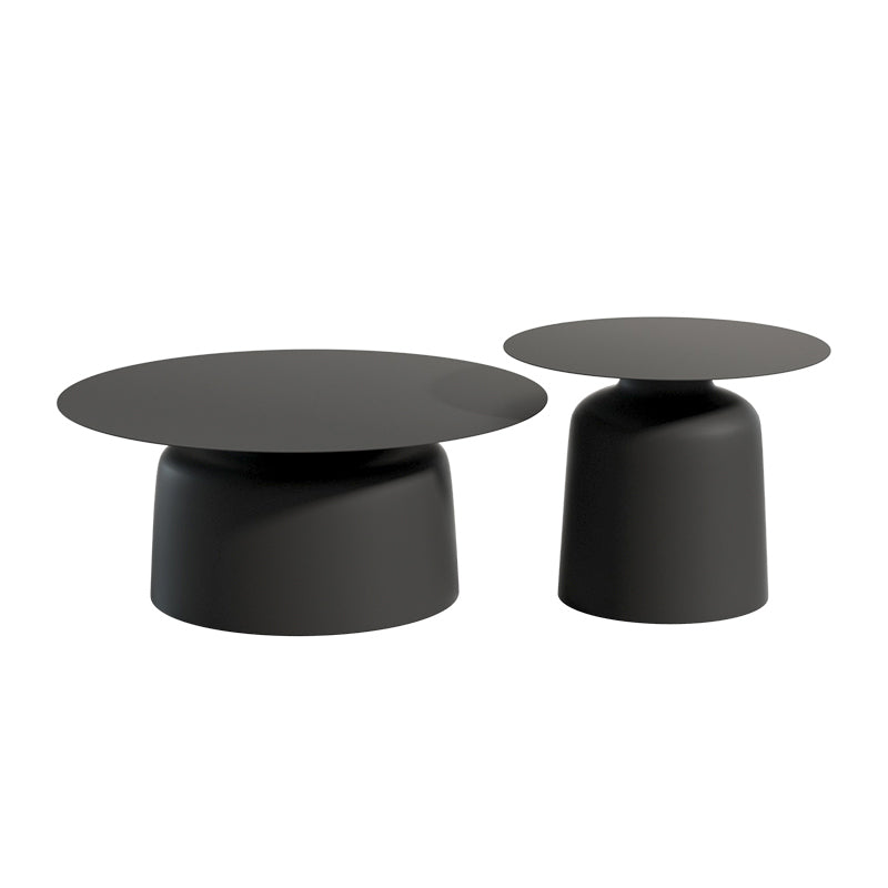Pedestal Black/White Coffee Table Metal Round Cocktail Table