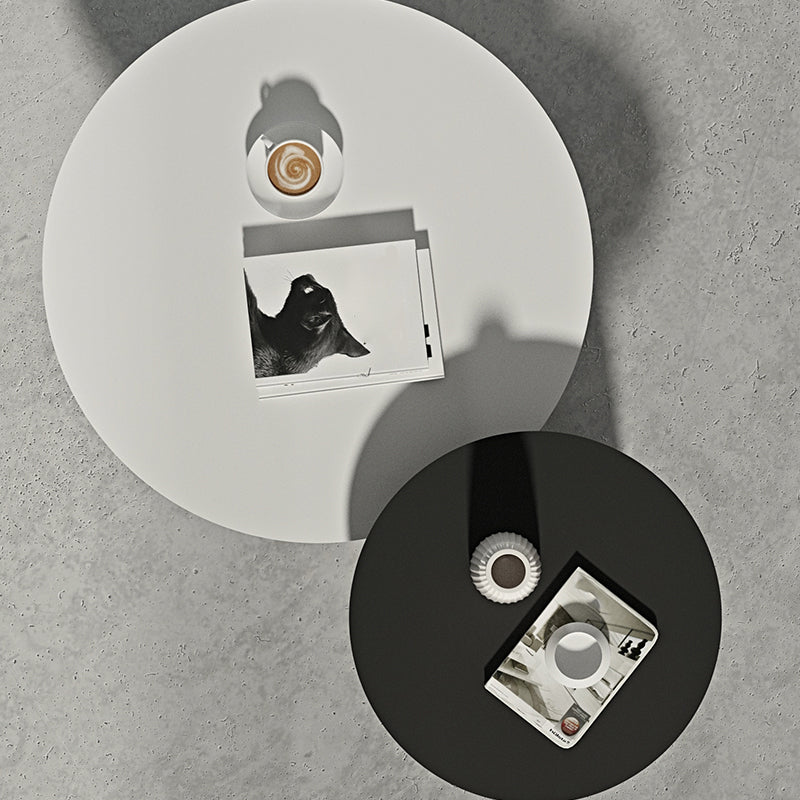 Pedestal Black/White Coffee Table Metal Round Cocktail Table