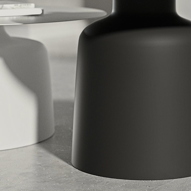 Pedestal Black/White Coffee Table Metal Round Cocktail Table