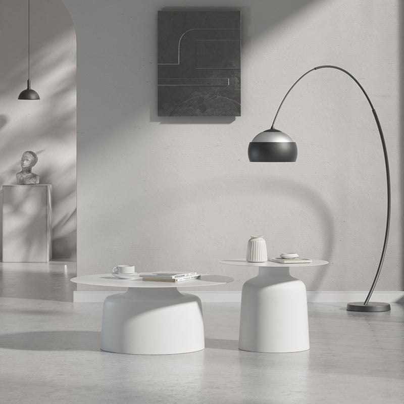 Pedestal Black/White Coffee Table Metal Round Cocktail Table