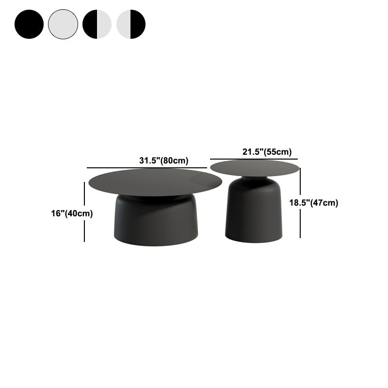 Pedestal Black/White Coffee Table Metal Round Cocktail Table