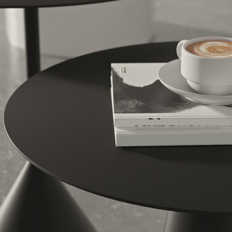 Mid-Century Modern Black/White Cocktail Table Round Coffee Table