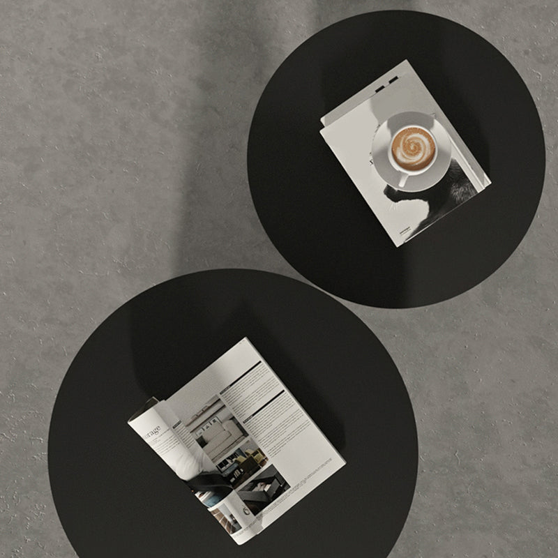 Mid-Century Modern Black/White Cocktail Table Round Coffee Table