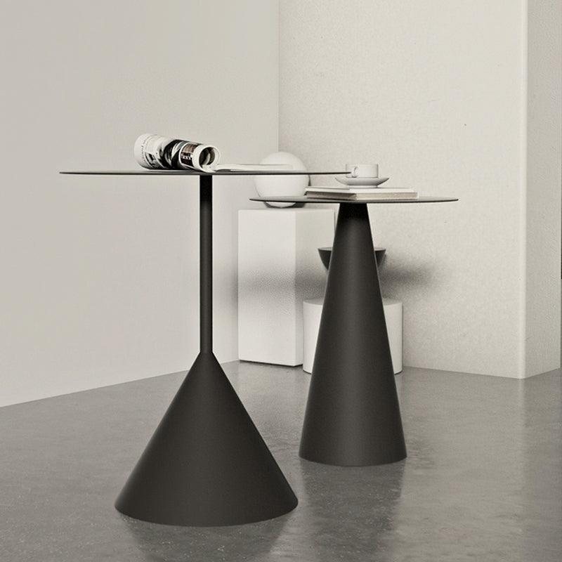 Mid-Century Modern Black/White Cocktail Table Round Coffee Table