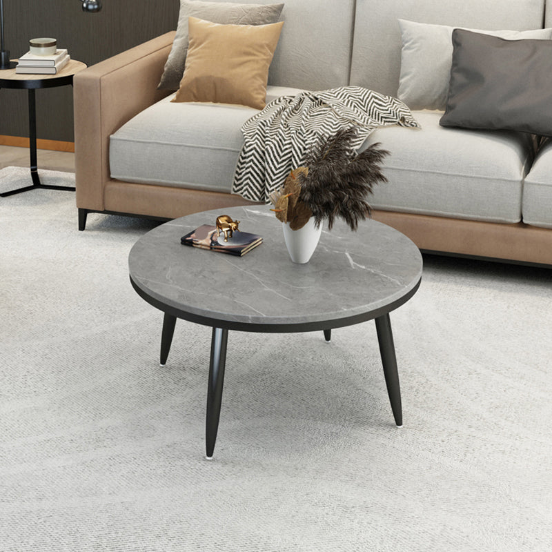 Glam Slate and Metal Coffee Table 4 Legs Round Cocktail Table