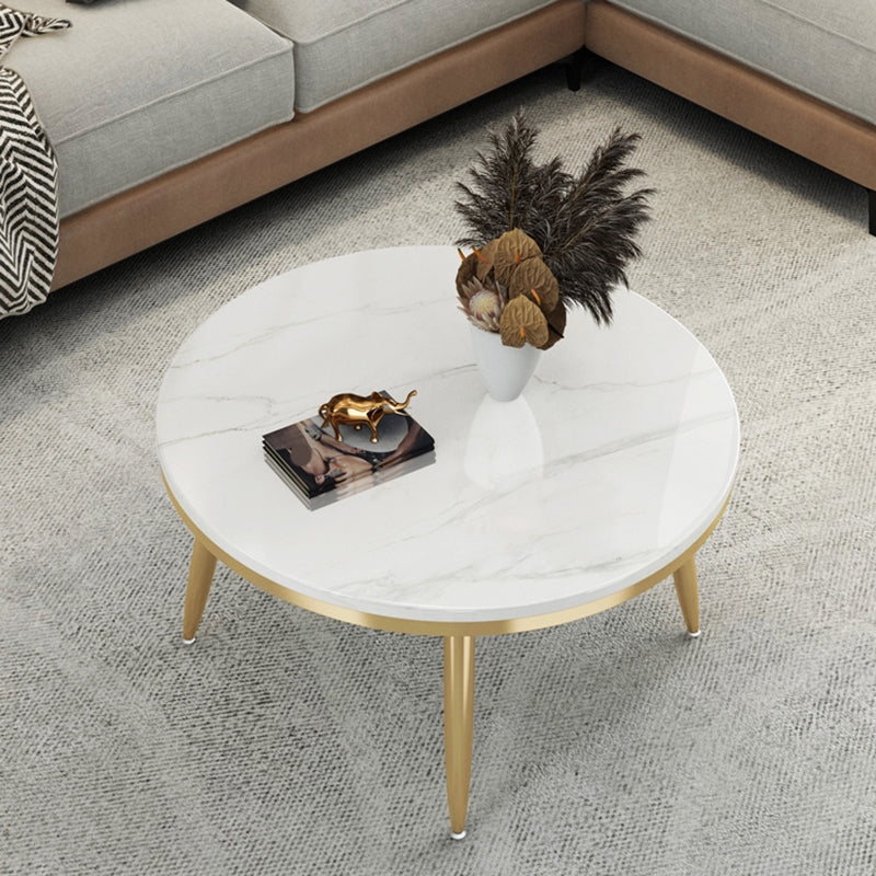 Glam Slate and Metal Coffee Table 4 Legs Round Cocktail Table