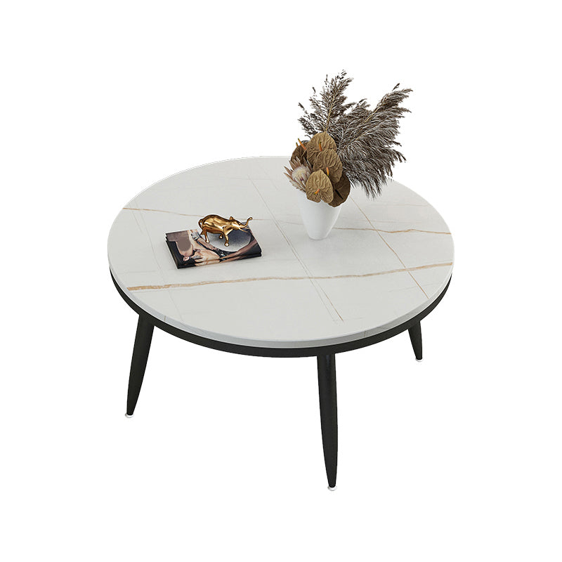 Glam Slate and Metal Coffee Table 4 Legs Round Cocktail Table