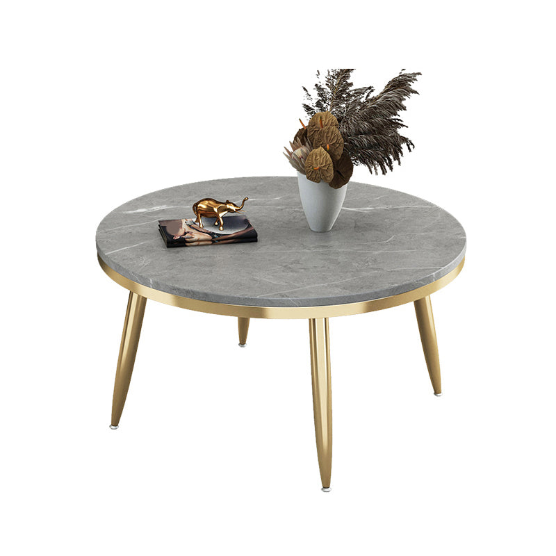 Glam Slate and Metal Coffee Table 4 Legs Round Cocktail Table