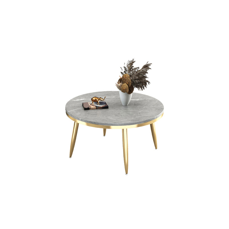 Glam Slate and Metal Coffee Table 4 Legs Round Cocktail Table