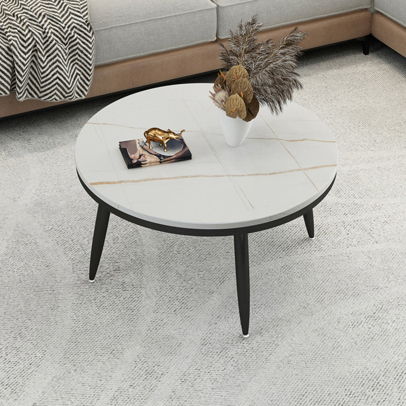 Glam Slate and Metal Coffee Table 4 Legs Round Cocktail Table