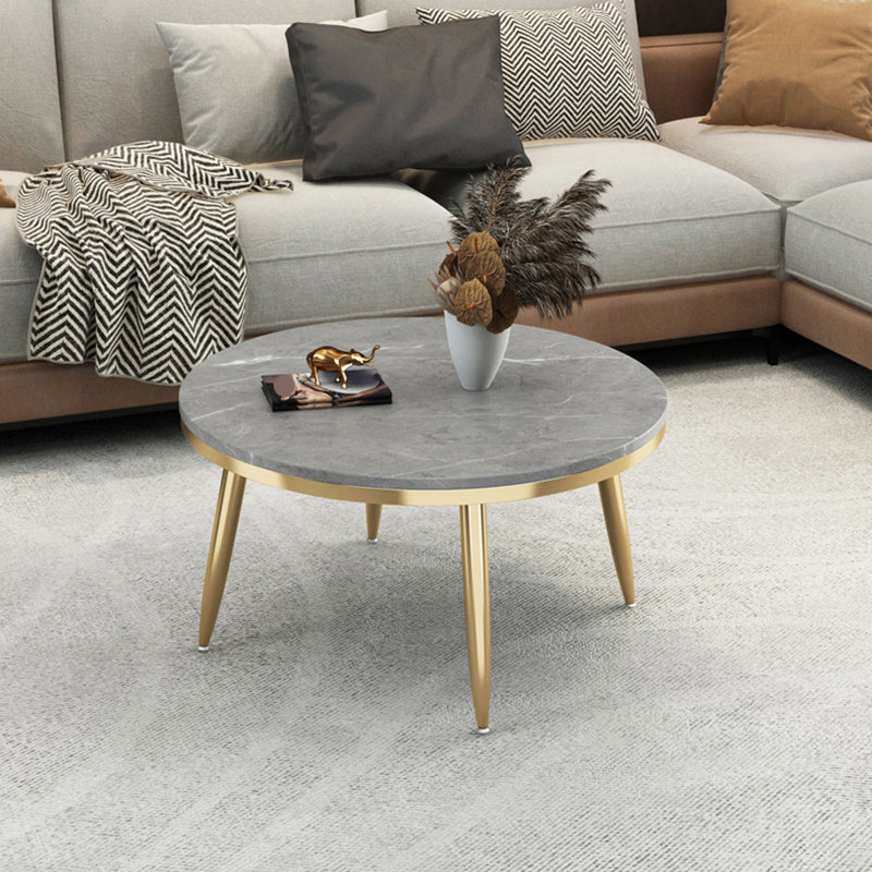 Glam Slate and Metal Coffee Table 4 Legs Round Cocktail Table