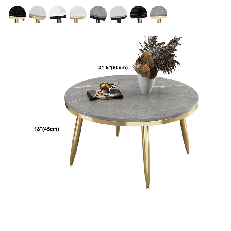 Glam Slate and Metal Coffee Table 4 Legs Round Cocktail Table