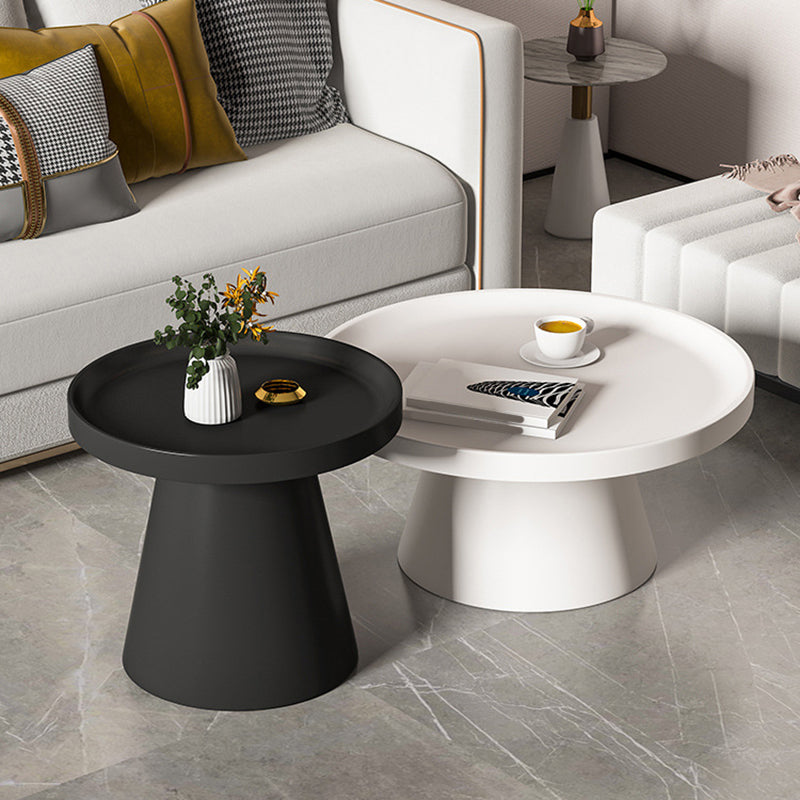 Round Tray Top Coffee Table Metal Black/White Cocktail Table