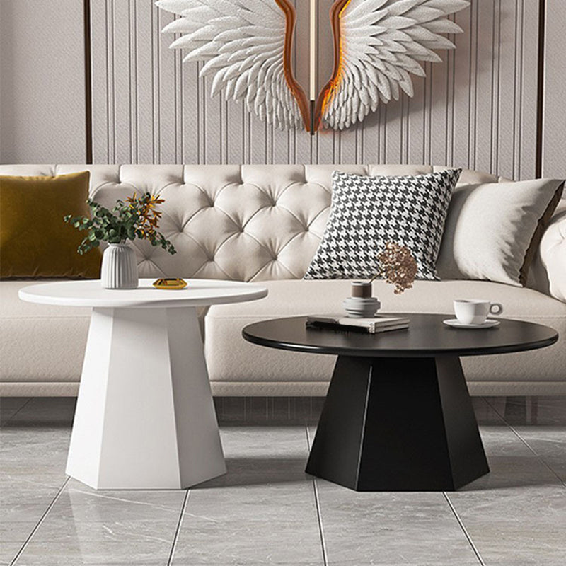 Pedestal 1/2 Black/White Coffee Table Metal Round Cocktail Table