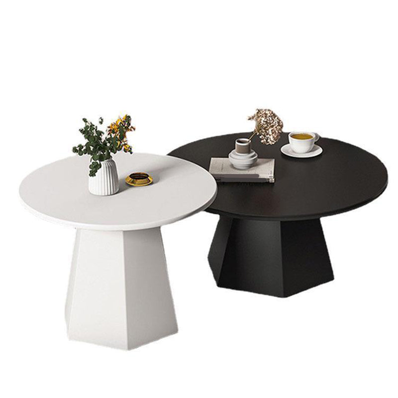 Pedestal 1/2 Black/White Coffee Table Metal Round Cocktail Table