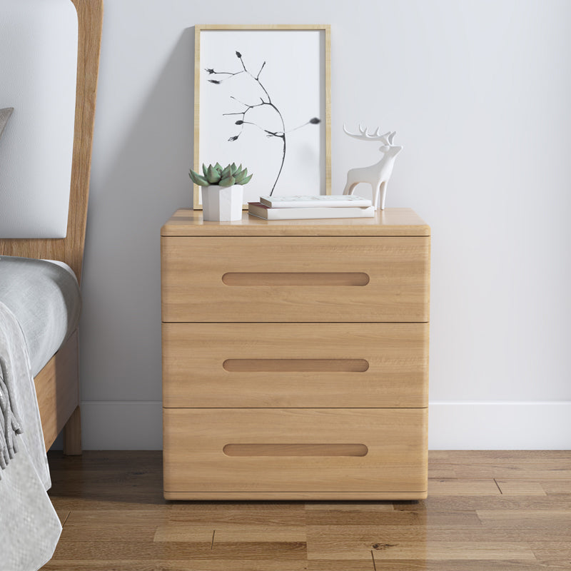 Wooden Nightstand 22.8"Tall 3 - Drawer Nightstand in Brown/ Natural / White