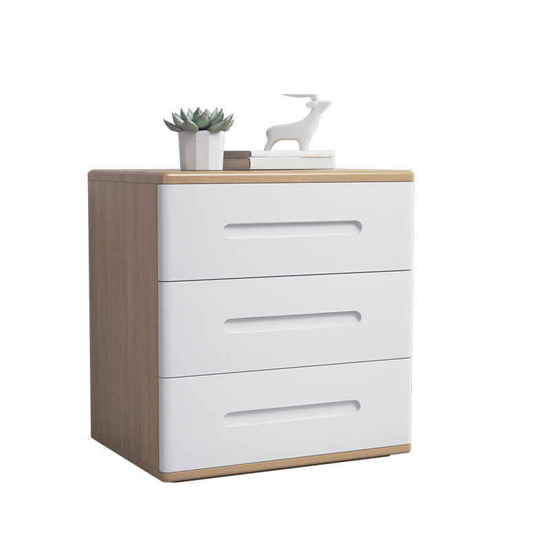 Wooden Nightstand 22.8"Tall 3 - Drawer Nightstand in Brown/ Natural / White
